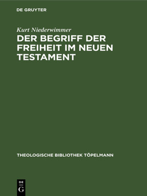 cover image of Der Begriff der Freiheit im Neuen Testament